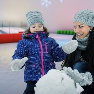 Mother & Daughter Artic Igloo Snow Fun