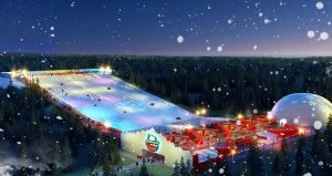 Aeriel View of Snowcat Ridge At Night